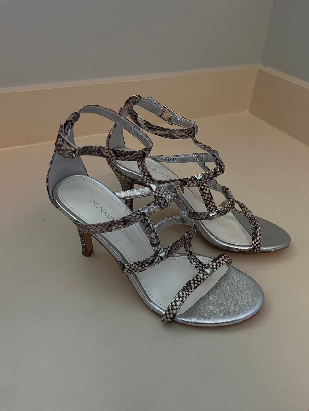 Donald J Pilner Snakeskin Strappy Stiletto